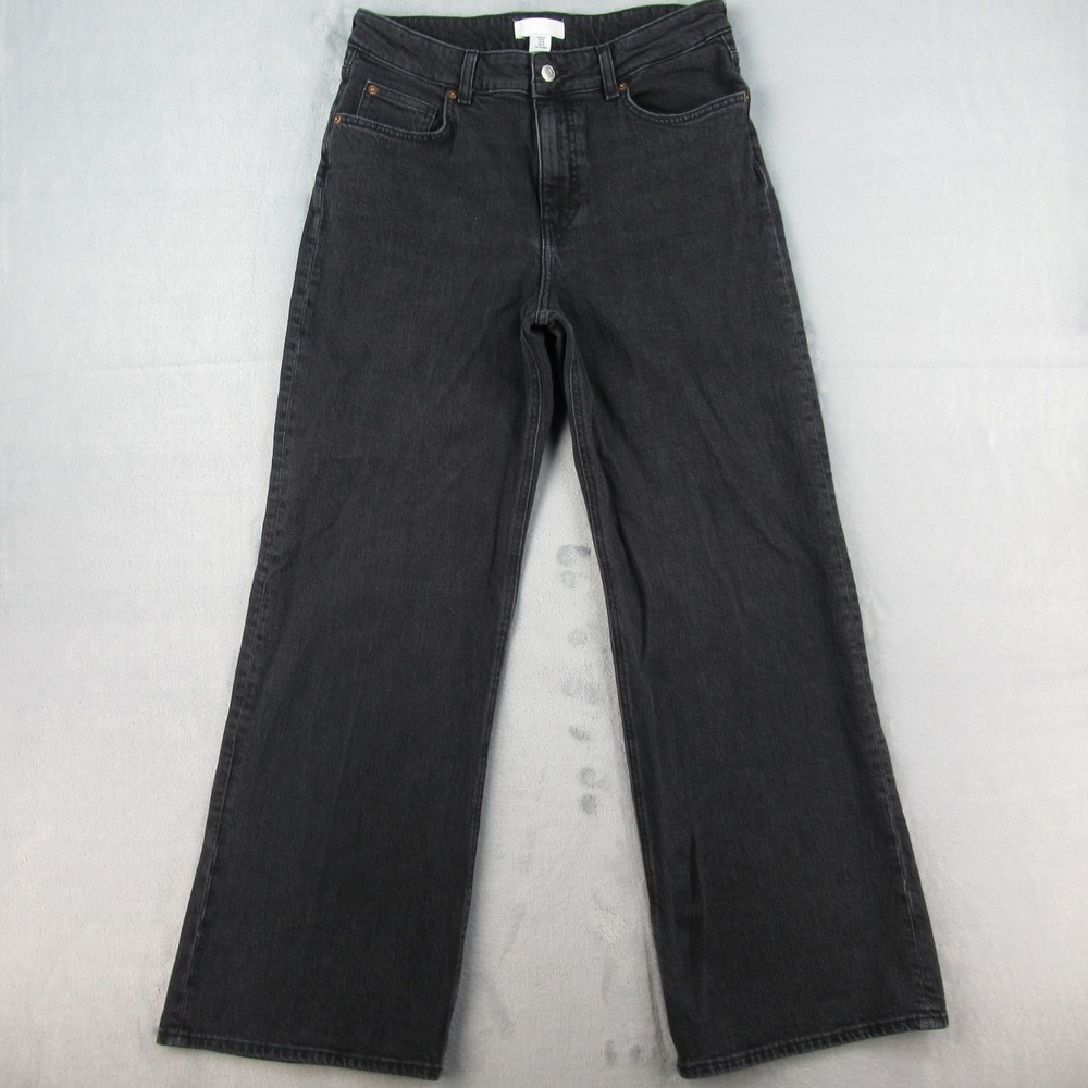 HM High Waist Wide Leg Jeans Washed Black Size 10 P/N 1045459 8